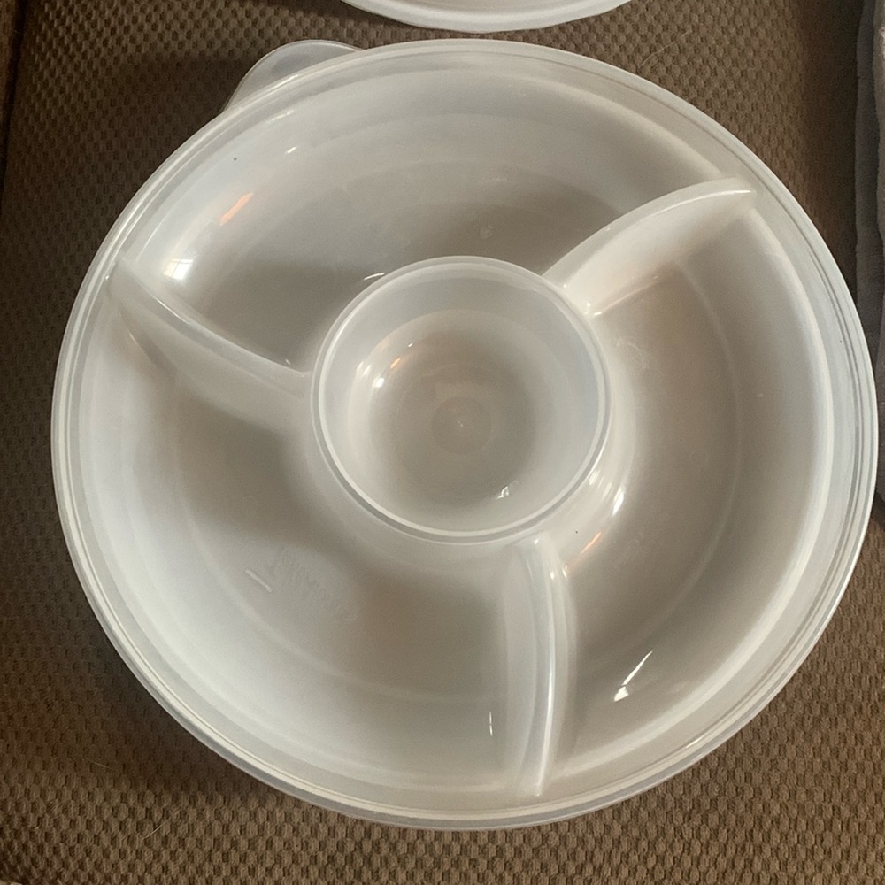 2 Relish trays,  2 trays w/lids.